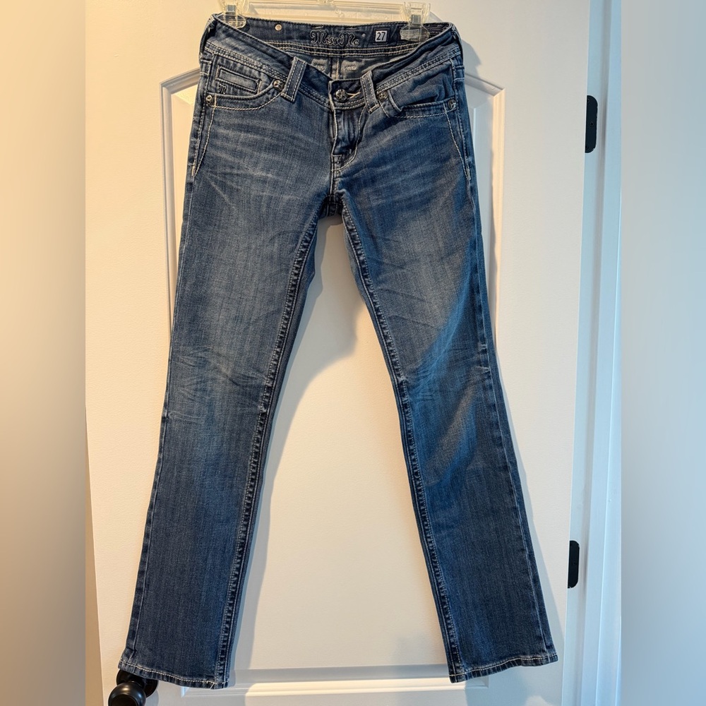 Miss Me Dark Blue Straight Jeans with fleur-de-lis pockets